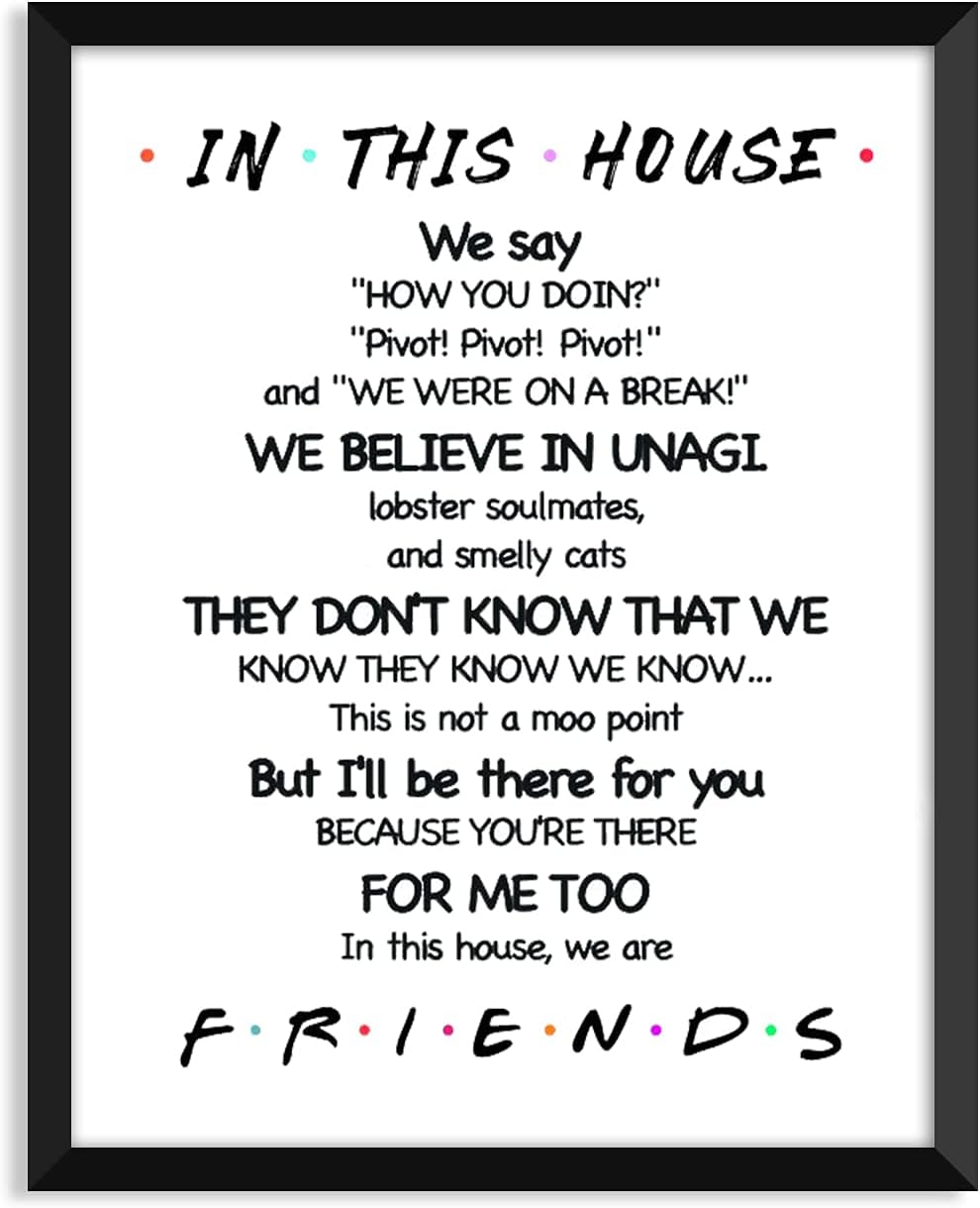 LaurBella for Friends Quotes TV in This House Sign Family Rules Poster - Funny Quotes Bedroom Wall Art 8" x 10" Unframed