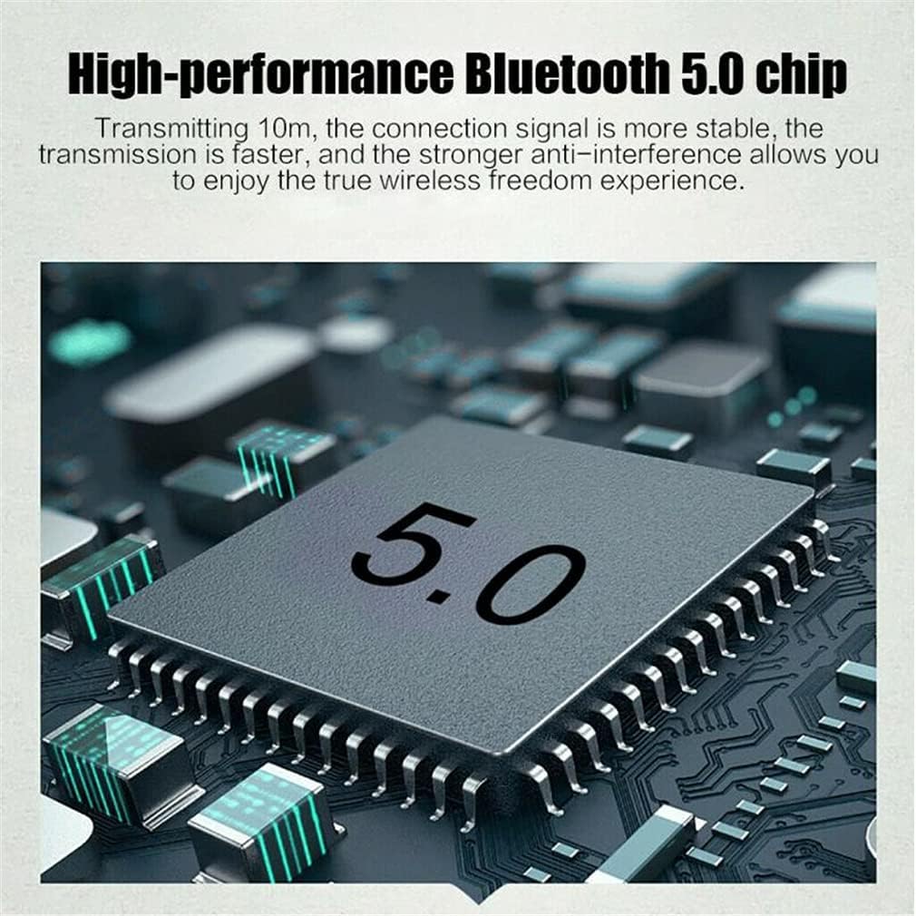 TWS Bluetooth 5.0 Wireless Earphones, HiFi Stereo Sound Headsets in-Ear Noise Cancelling 360° Sound Guide Hole Sports Waterproof Earbuds with Mic, for Sports Work,Red