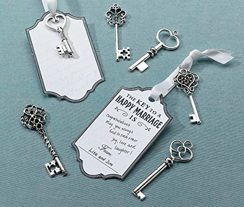 Lillian Rose Guest Book Alternative Silver Key Tag Favors, Bronze