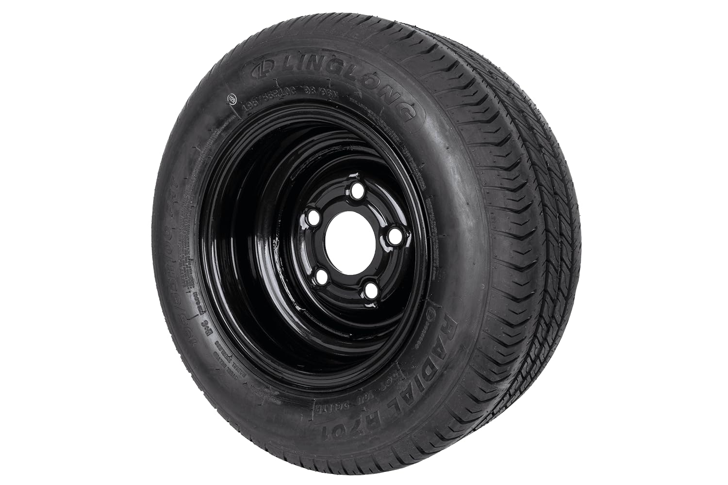 Ruota rinforzata per rimorchio 195/55 R10C 98/96N con cerchio in acciaio nero UNITRAILER 6Jx10 H2 5x112 ET-4 - 10 pollici ruota completa fino a 750 kg per rimorchi e roulotte