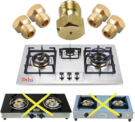 DELTA® HOB Cooktop Replacement Parts | HOB PNG (Pipe Line Gas) Spare Part, Jet Nipples M-6 x 0.75 Thread Size Pack of 5 (Not for Gas Stove 1-BA…