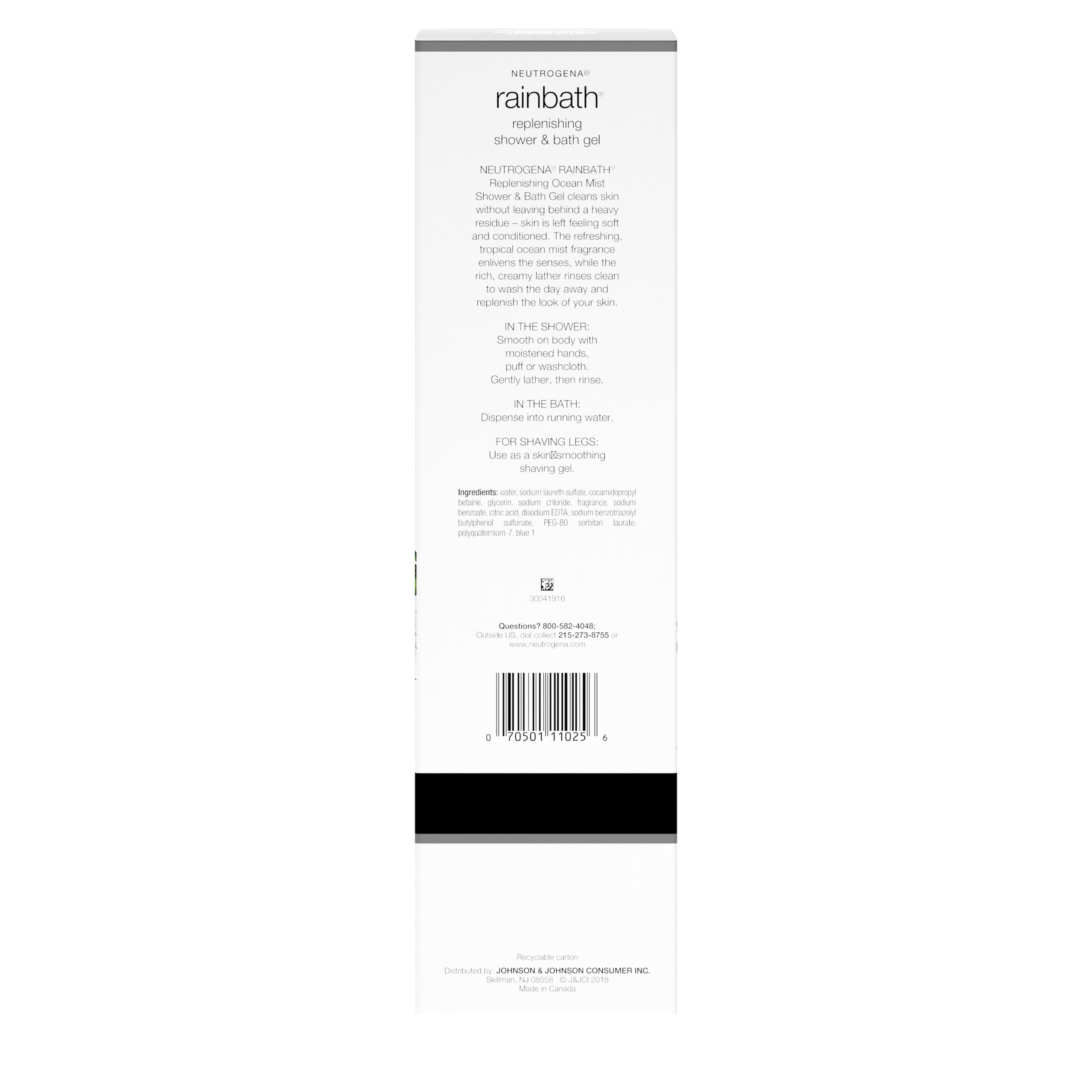 Neutrogena Rainbath regenerujący i oczyszczający żel pod prysznic i kąpiel, nawilżający żel do mycia ciała i golenia z Clean Lather, Ocean Mist Scent, 32 fl. oz