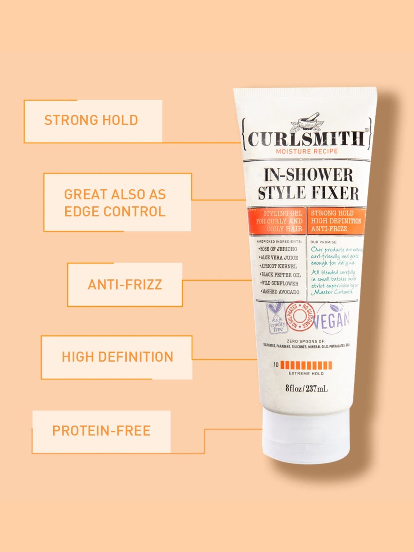 Curlsmith InShower Style Fixer Vegan Extreme Hold Styling Gel for