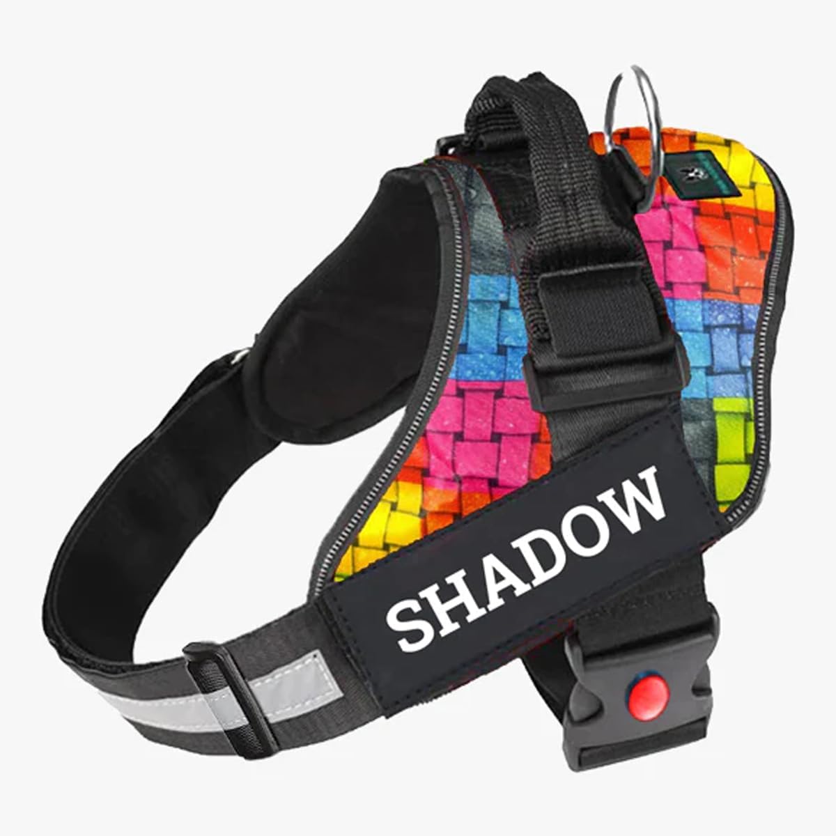 Eagle Pets Personalised Dog Vest Harness with Pet Name, Coustomised Dog Belt with Dog Name, No Pull Harness Reflective Vest Harness Belt Adjustable.Best for 11-23Kg Dogs. (Rainbow Bliss, Medium)