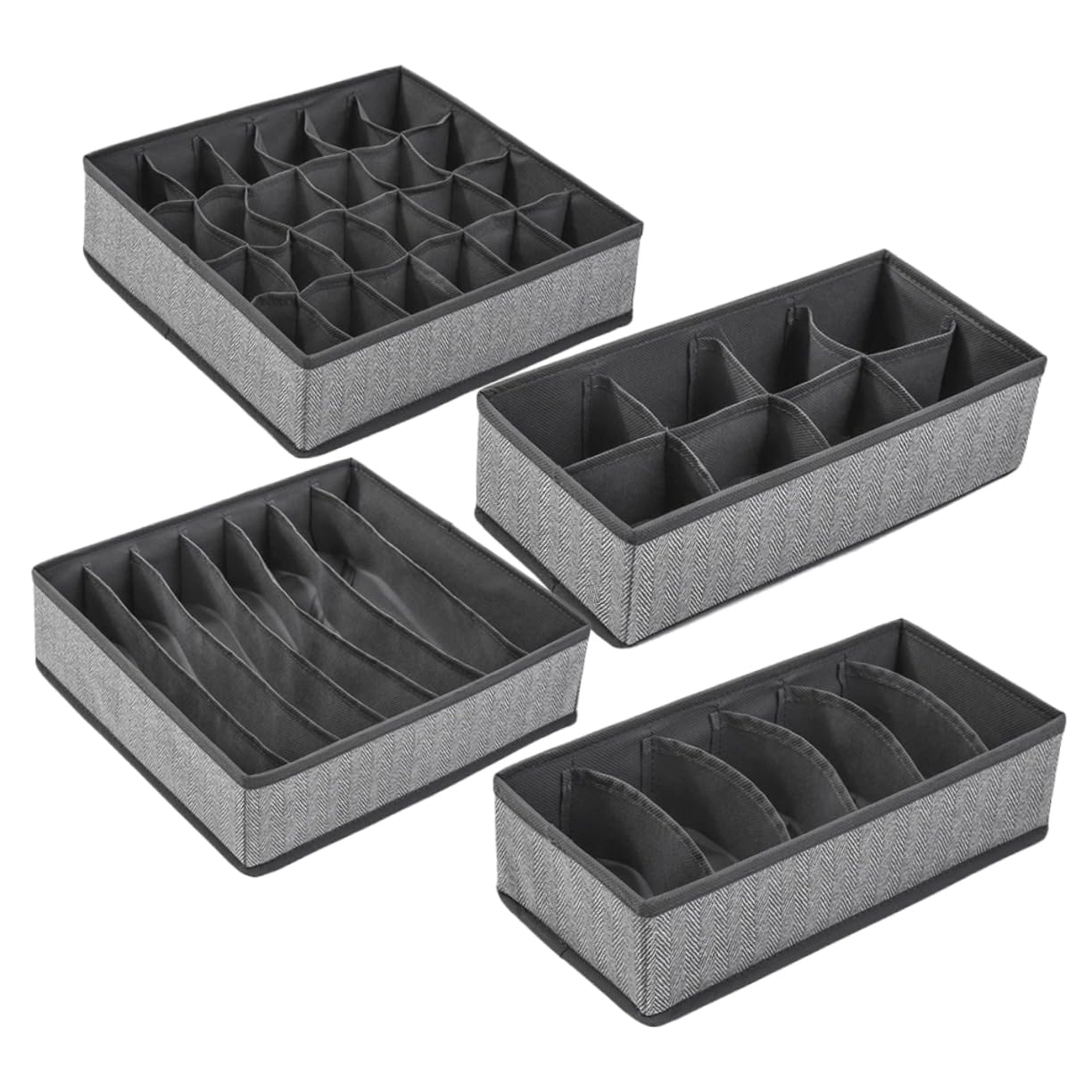 Amosfun Organizzatore Pieghevole Non Tessuto e Oxford per Biancheria Intima 4 Pezzi 7, 8, 6 Scomparti per Cassetto e Armadio