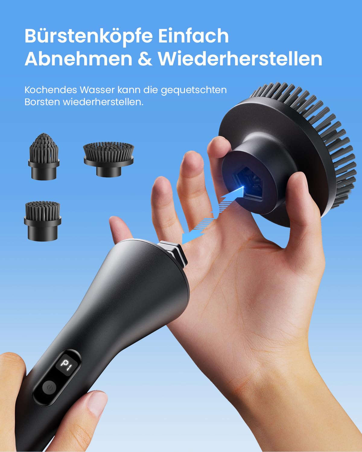 Leebein Elektrische Reinigungsbürste, 2025 Neues Spin Scrubber, IPX7 wasserdichter und 7 Bürstenköpfen, ausziehbarem langem Griff und 2 Geschwindigkeiten, Schrubber für Badezimmer, Boden, Küche