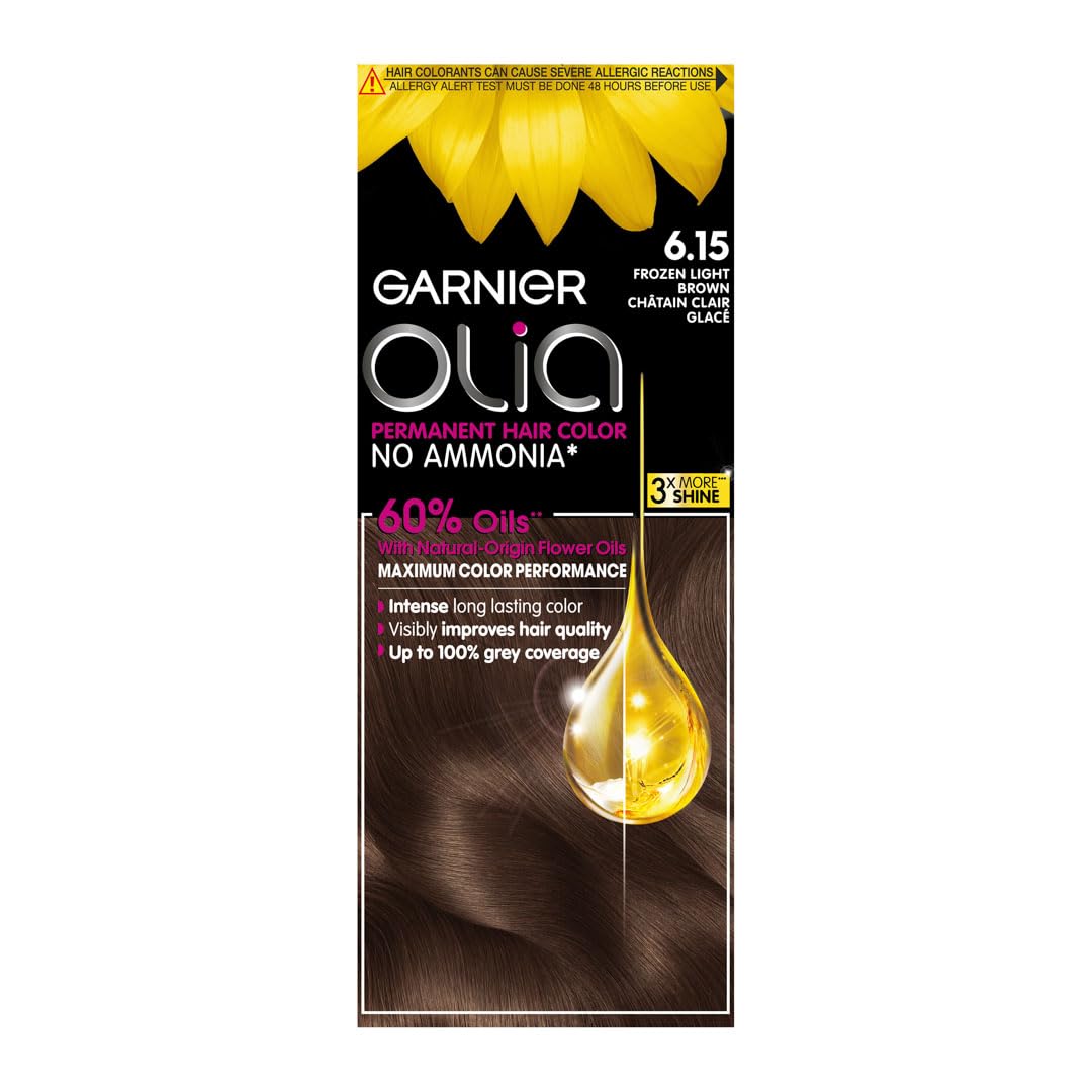 Garnier Olia, No Ammonia Permanent Hair Color With 60% Oils, 6.15 Frozen Light Brown