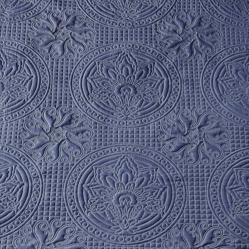 Image of Qucover King Bedspread Medallion Quilt Bedding Set 3 Piece Navy Blue