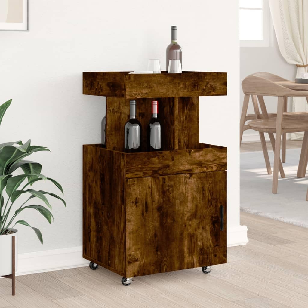 Carrello da bar in rovere affumicato, 50 x 41 x 89 cm, in