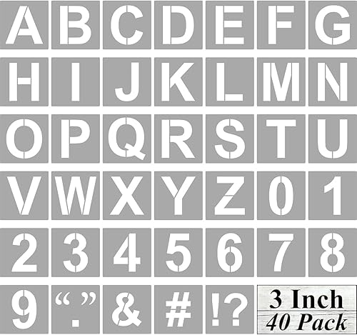 Miniatura 10 de Plantillas de letras y números del alfabeto de 7 pulgadas, paquete de 40 plantillas grandes de letras y números con letreros para pintar sobre