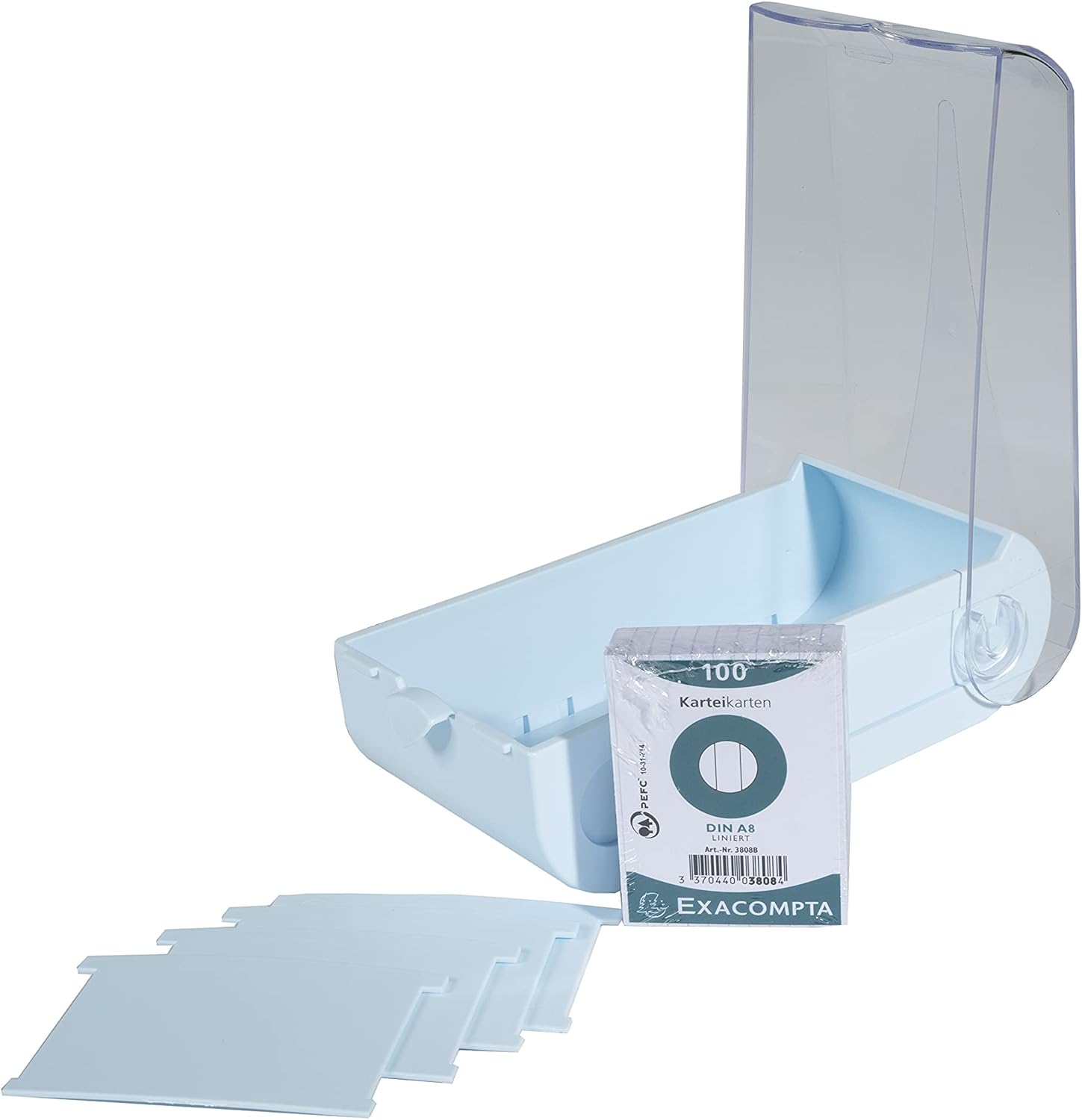 Exacompta Bunnybox 5336223D Flash Card File DIN A8 Landscape Including 100 Index Cards Original Index Card Box for Easy Vocabulary Thanks to 5-Compartment Learning System for 600 Index Cards