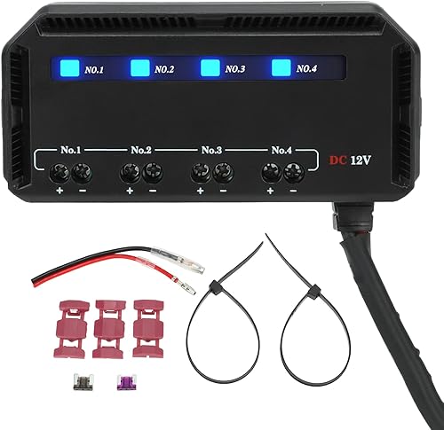 Caja de relés, 4 vías y caja de relés, cableado rápido 12V 20A con indicador LED para motocicleta, coche, camión, RV EV