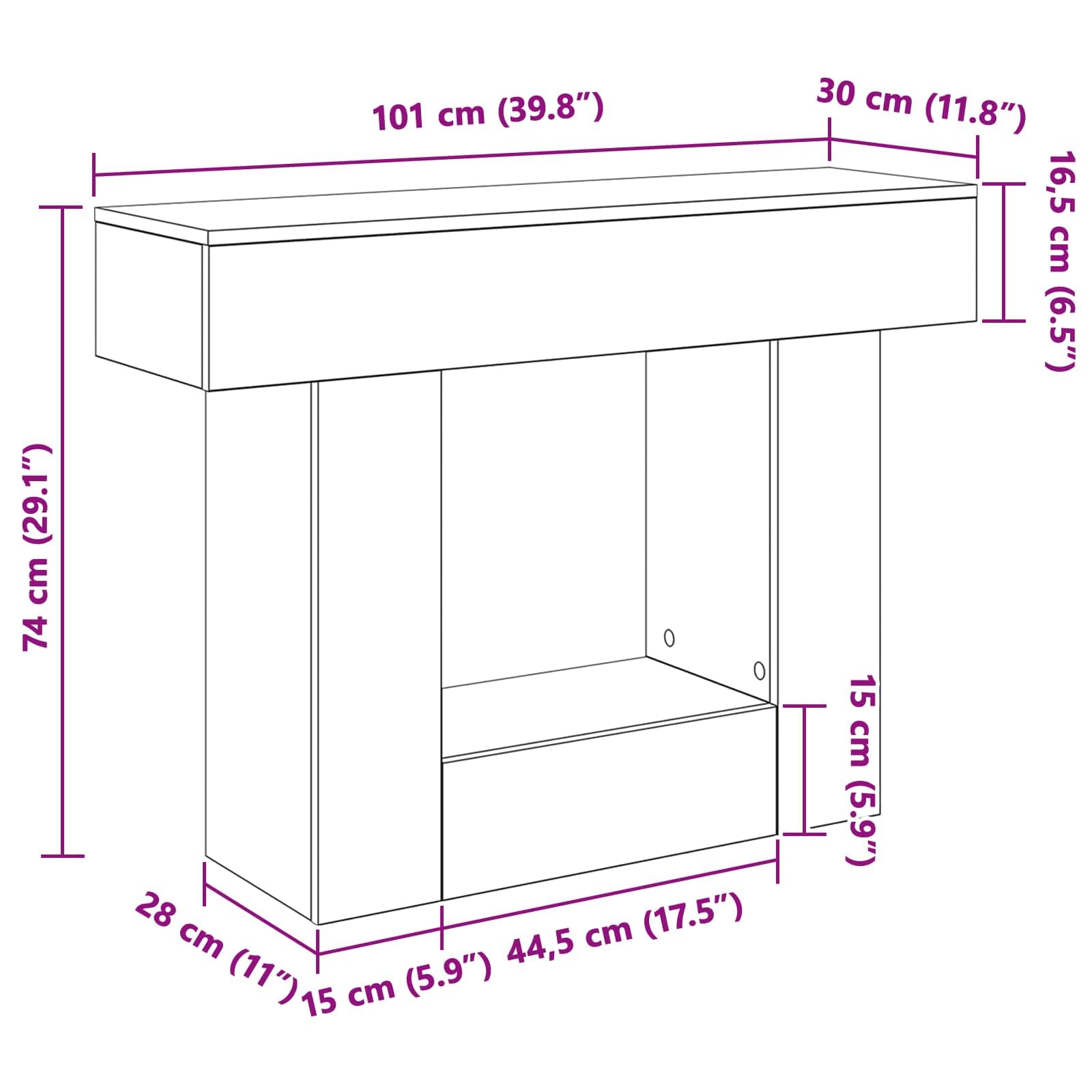 Générique Tavolo consolle grigio cemento 101 x 30 x 74 cm | Design minimalista, scaffalatura, costruzione robusta, per ingresso soggiorno sala da pranzo