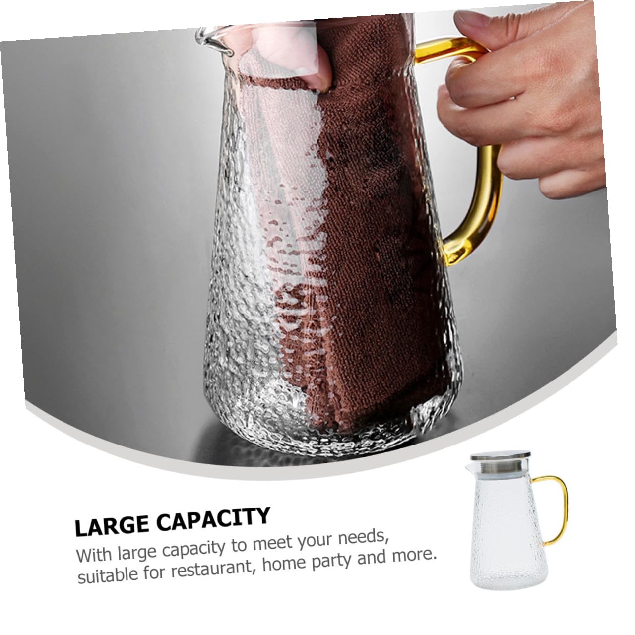 Botella de Agua Fría de Vidrio Jarra para Jugos de Jarra para Agua Tapa de Acero Inoxidable Hogar