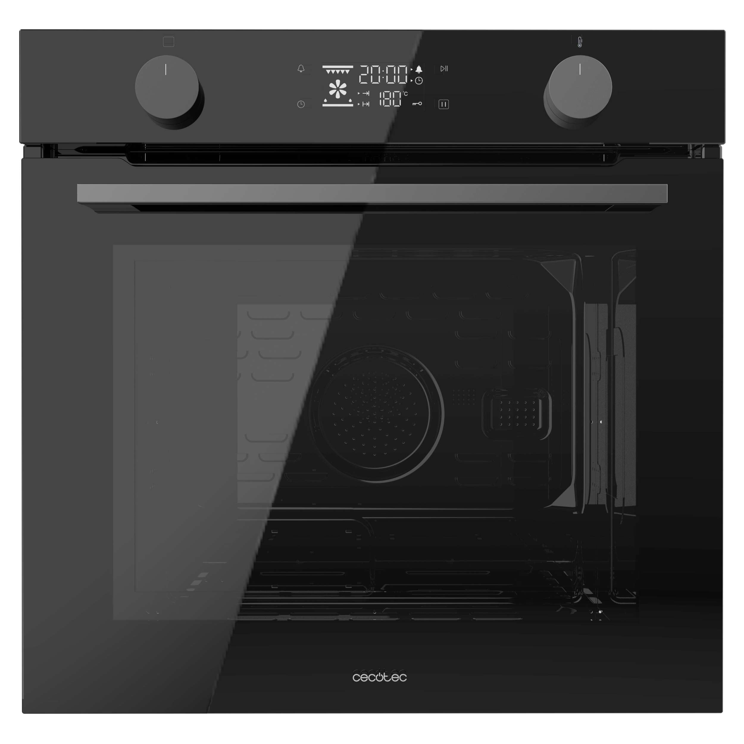 Cecotec Einbau-Backofen Pyrolyse 73L Bolero Hexa P526000 Glass Black A. 2800W, 9 Funktionen, Display, Pyrolyse, Kühlgebläse, Abtau-Modus, Umluft-Modus, Eco-Modus, Vierfach-Glas-Tür