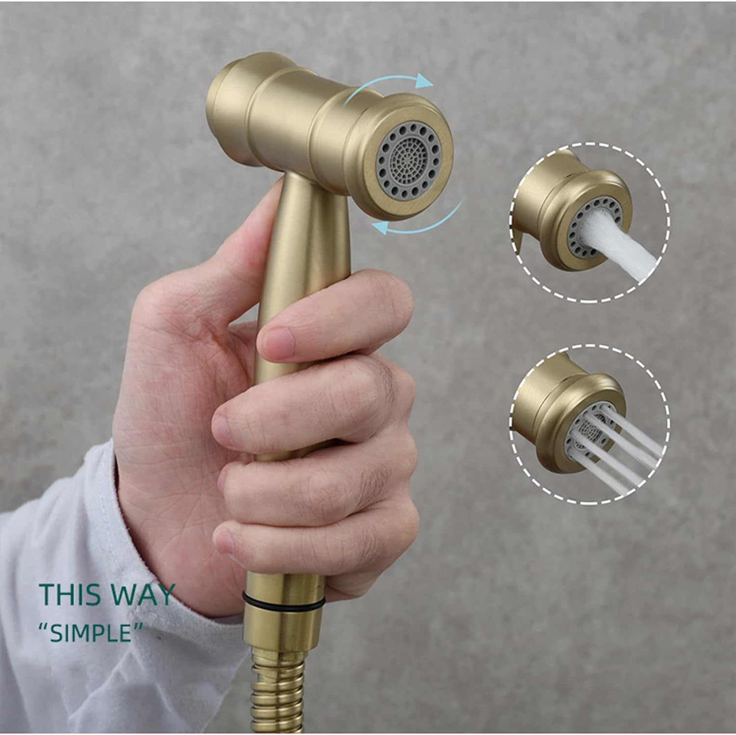2 Functions Toilet Handheld Bidet Sprayer with 1 5m Stainless Steel Hose Flush Mount Brass Hot and Cold — view 3