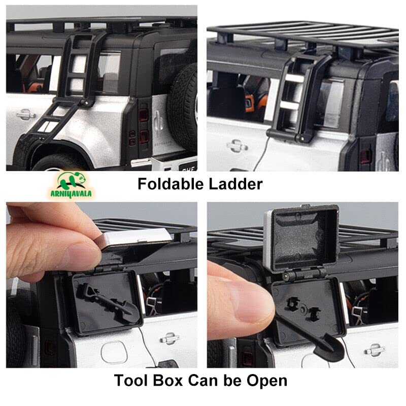 Image of 1 /24 Diecast Model Car Pullback Vehicle Toy Collection for Land Rover New Defender, Kids Gift, with Sound and Light, Multicolor