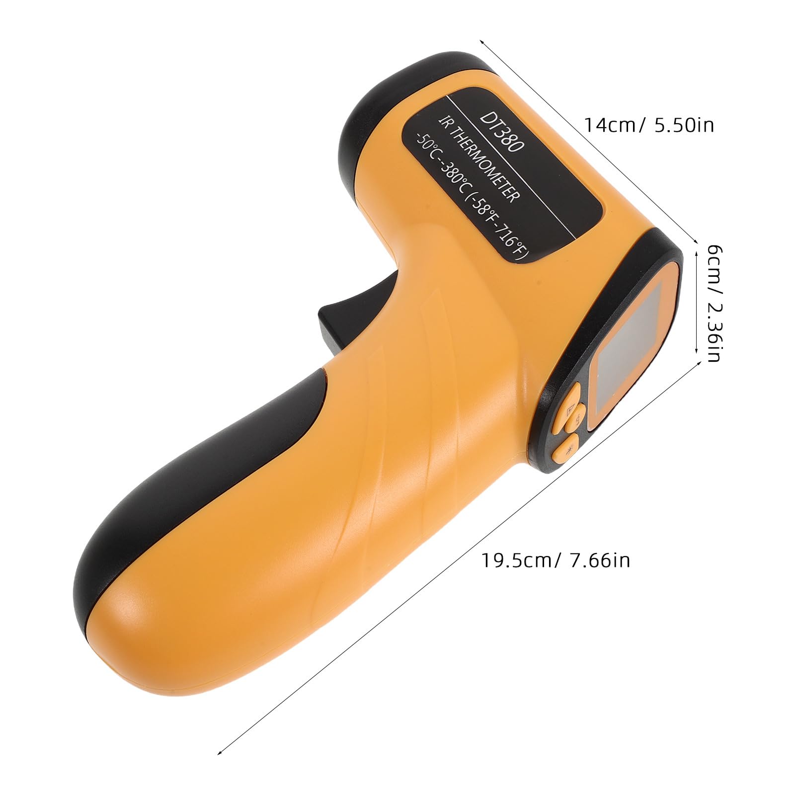 ibasenice Termometro laser industriale - -50℃-380℃ (-58℉-716℉) Termometro a infrarossi senza contatto per cucina, olio da cucina, forno, barbecue, griglie, superfici