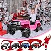 JOYMOR Ride on Truck with Remote Control, 4 Wheels 12V Battery Powered Kids Car, with LED Headlight/Horn Button/ MP3 Player/USB Port/Forward Backward/Kids Girl Boy (Pink)