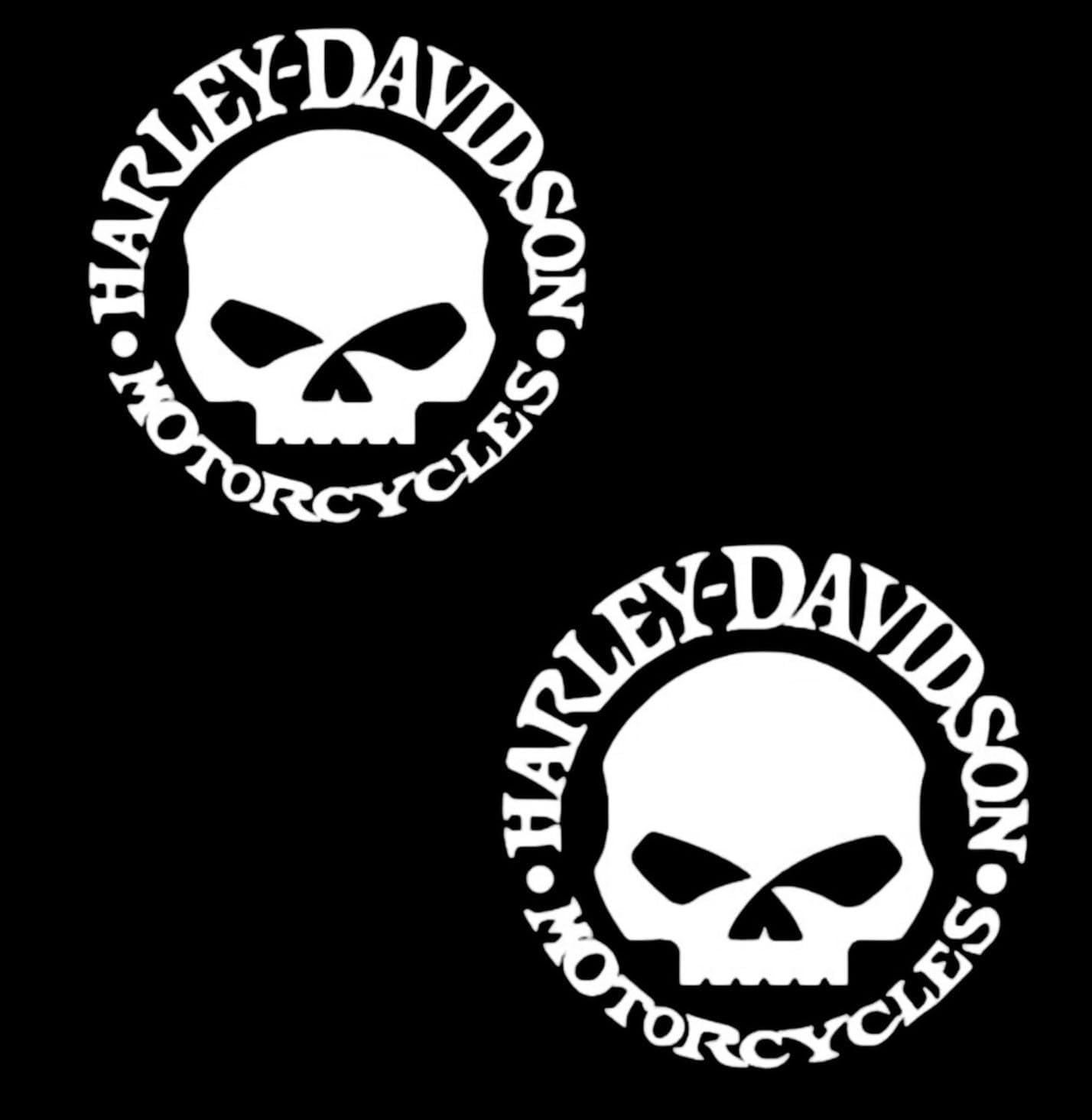 Motorcycle Willi G Design Vinyl Decal #2 Pieces Moto HD Club 5"x5" (White)