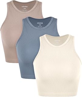 3-Pack Seamless Crop Tank for Women Ribbed Soft High Neck Cropped Tops