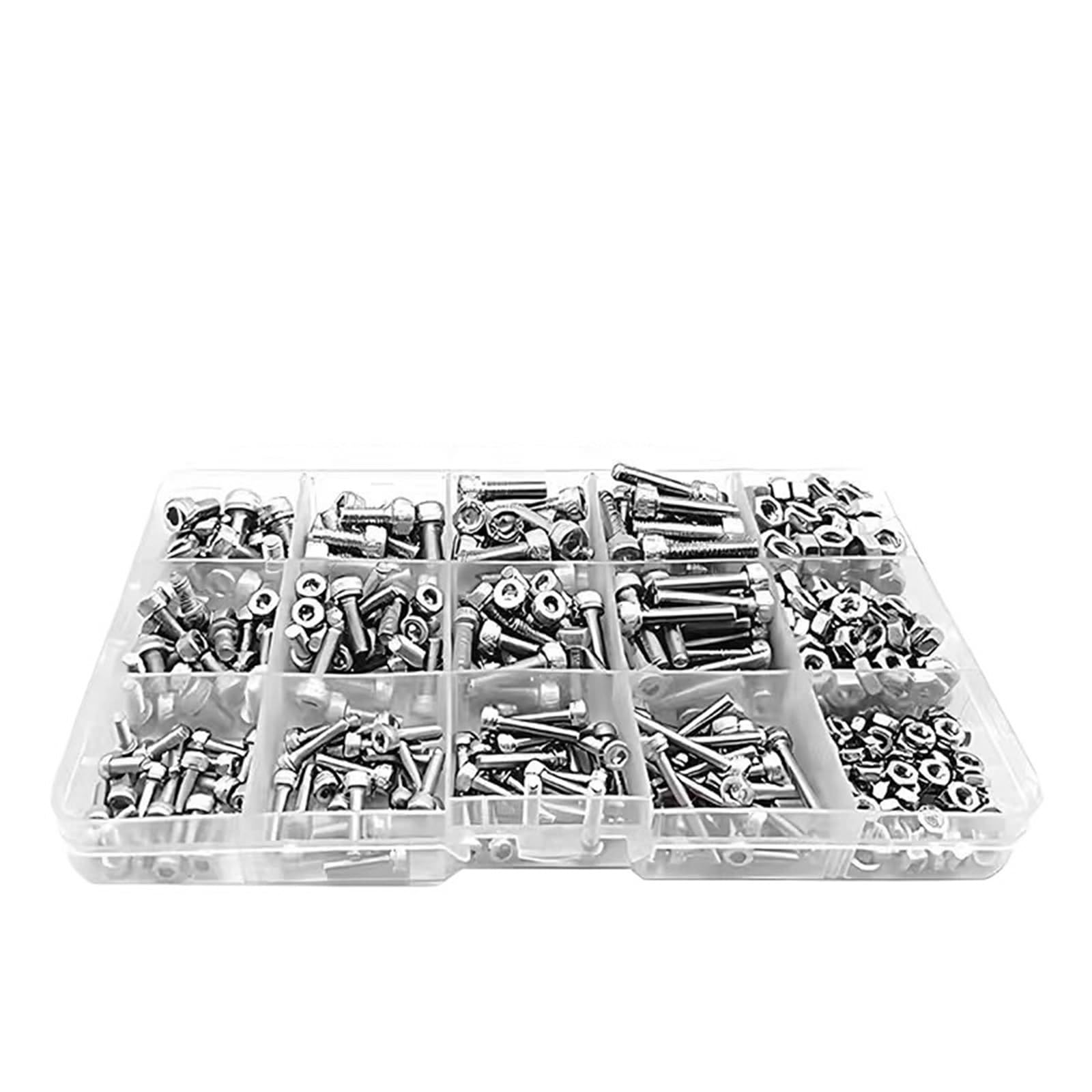 Juego De Tornillos Y Tuercas Kit surtido de tornillos con cabeza hexagonal de acero inoxidable, 440 Uds., for reparación de sujetadores de bicicleta, M3-M5