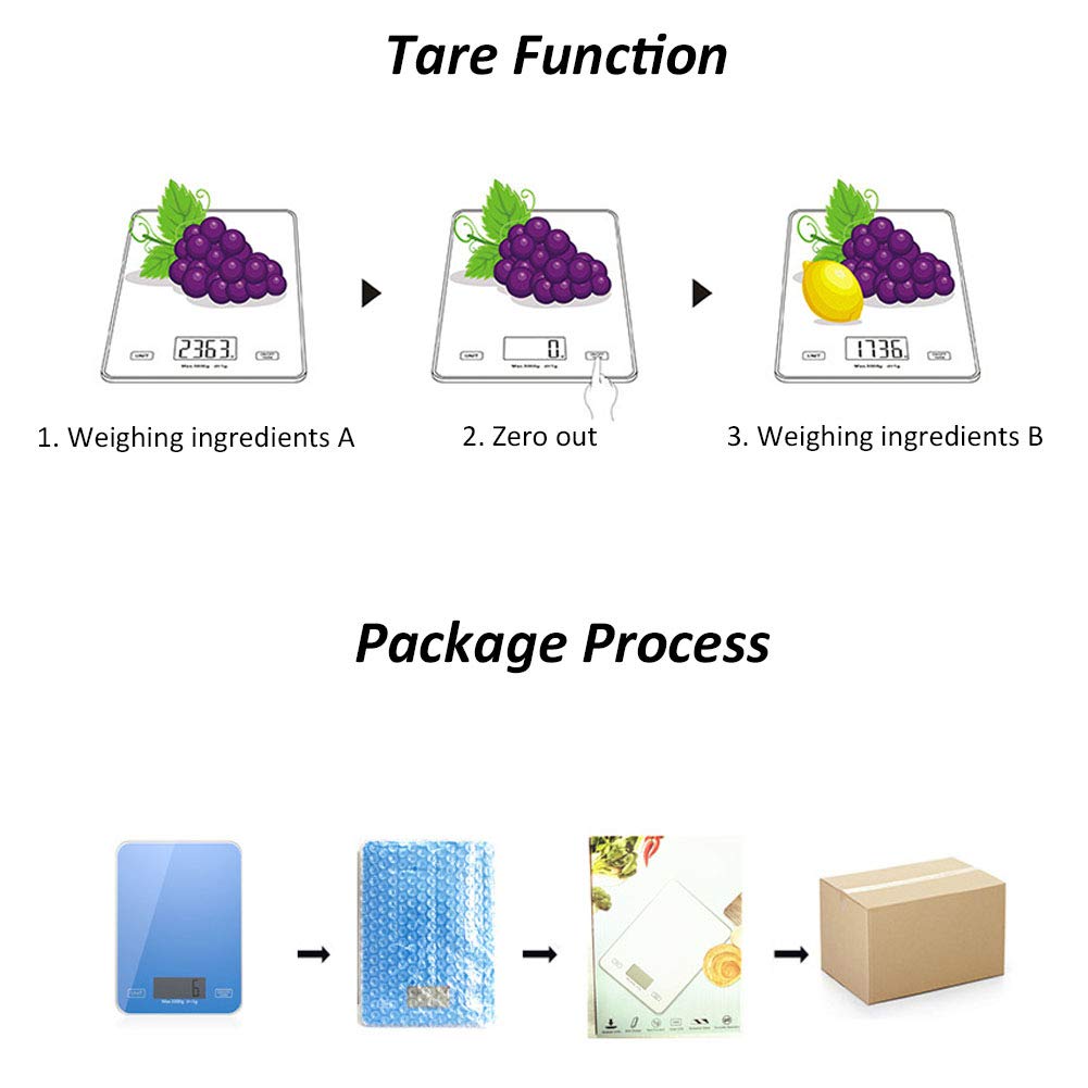 Digitale Küchenwaage Für Lebensmittel, Professionelle Mini-Küchenwaage Zum Aufhängen, Präzises Elektronisches Wiegen, LCD-Display Mit Tara-Funktion, Kochgerät Mit Schlankem Design,Blue-5kg / 1g
