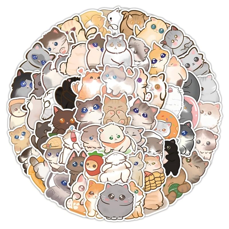 120 PCS Cute Cat Stickers, Cat Meme Stickers for Kids Teen Adults, Waterproof Vinyl Decals for Water Bottle Laptop Phone Case Scrapbooking, Cute