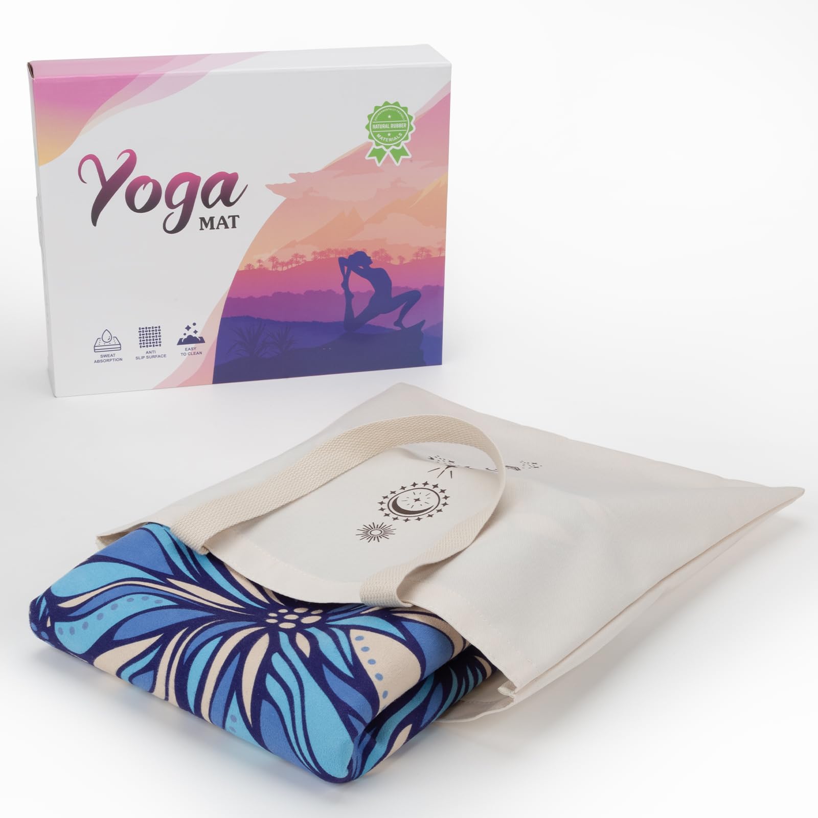 Tappetino Yoga Pieghevole da Viaggio, Fitness Antiscivolo per Allenamento Yoga e Pilates, 183x61 cm, Spessore 1,5 mm