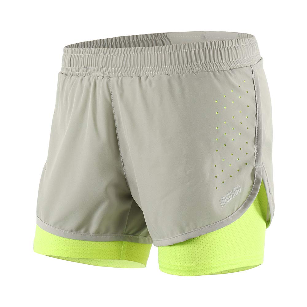 Lixada Short de Course 2 en 1 pour Femme, séchage Rapide, Respirant, entraînement Actif