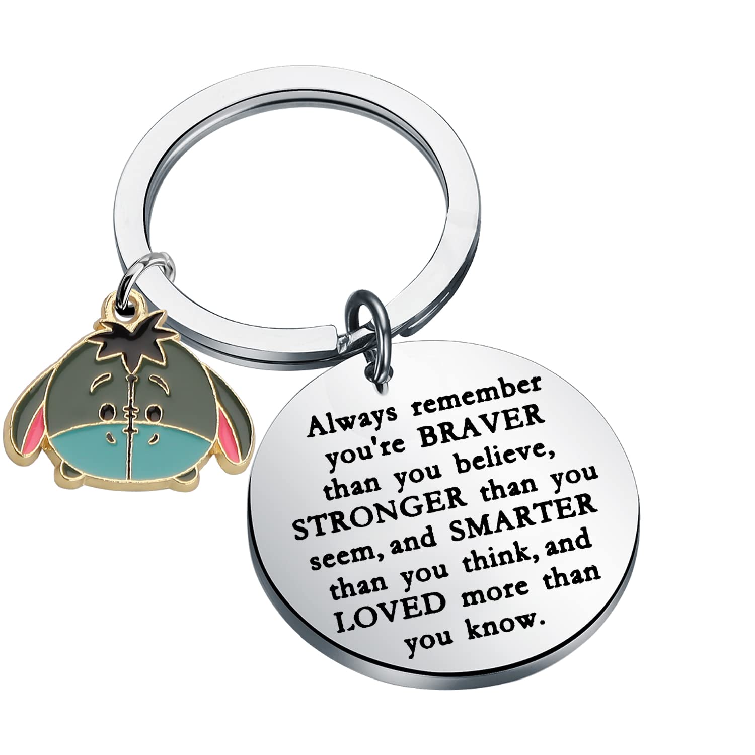 KUIYAI Donkey Quote Gift - Always Remember Braver Stronger Smarter Loved Keyring For Mom Dad & BFF