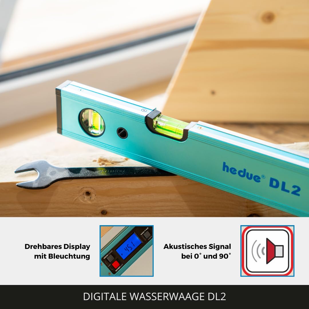 Livella digitale DL2 - livella a bolla 60 cm con funzione rotante & display illuminato, segnale acustico a 0° e 90°
