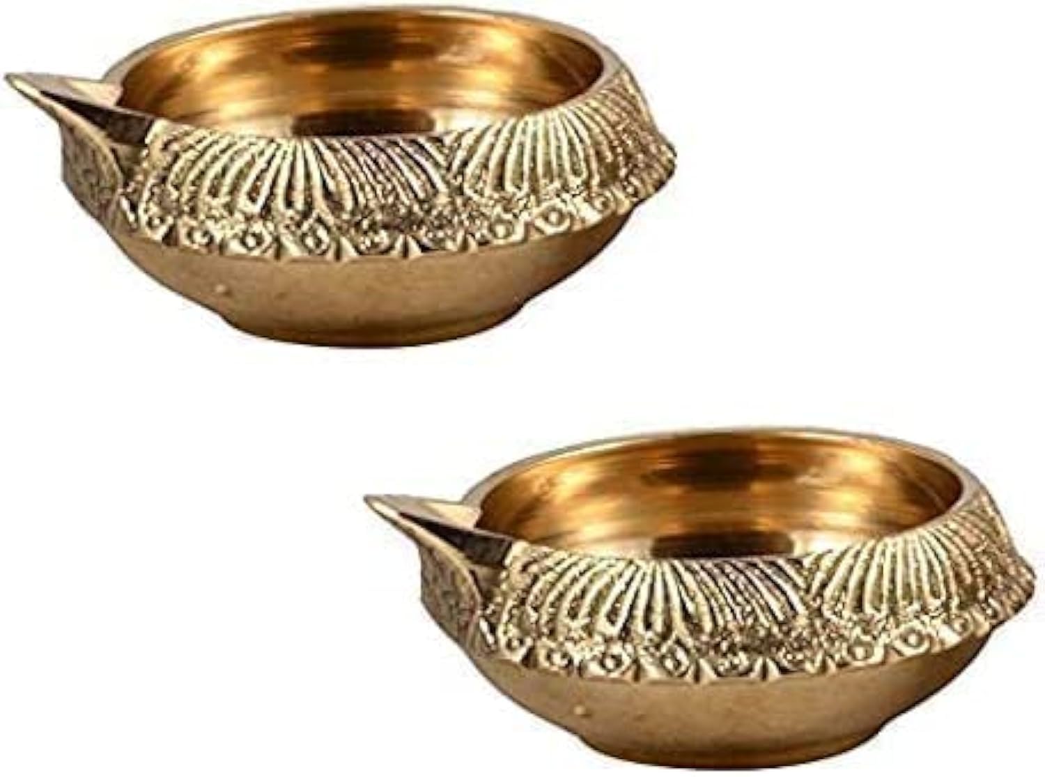 Quesera® Brass Diya - Diwali Diyas, Diya Lamp for Pooja - Kuber Deepam/Deepak for Diwali Decorations - Indian Diwali Gifts (2)