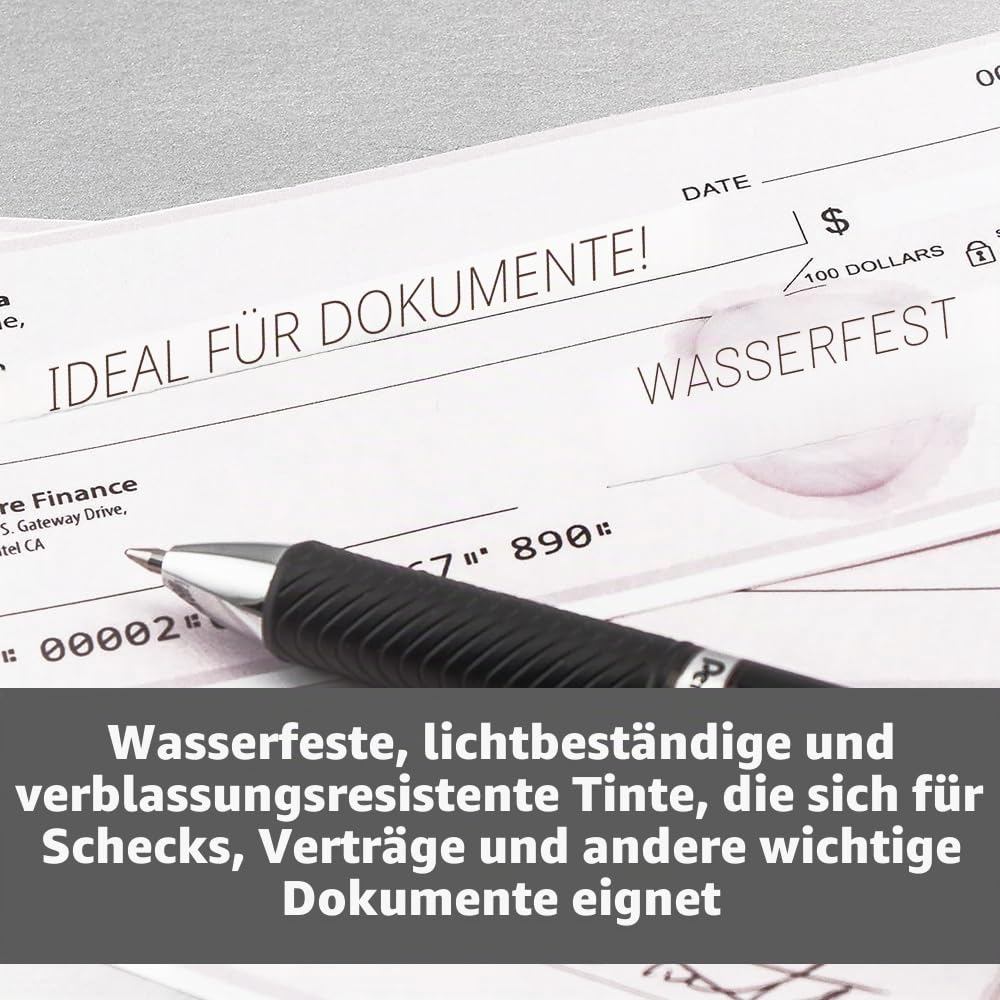 Pentel BLP77-AX EnerGel Xm Document, mit Druckmechanik, dokumentenecht und alterungsbeständig, 12 Stück, schwarz