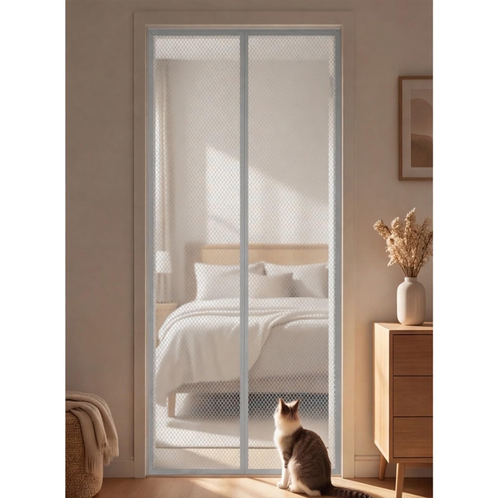 Goutui Grey Magnetic Fly Screens 173 X 263 Cm Frame Hook & Loop Hundreds Of Sizes Fly Insect Screen Door Keep Bugs Out & Lets Fresh Air In Easy To Install Without Drilling,