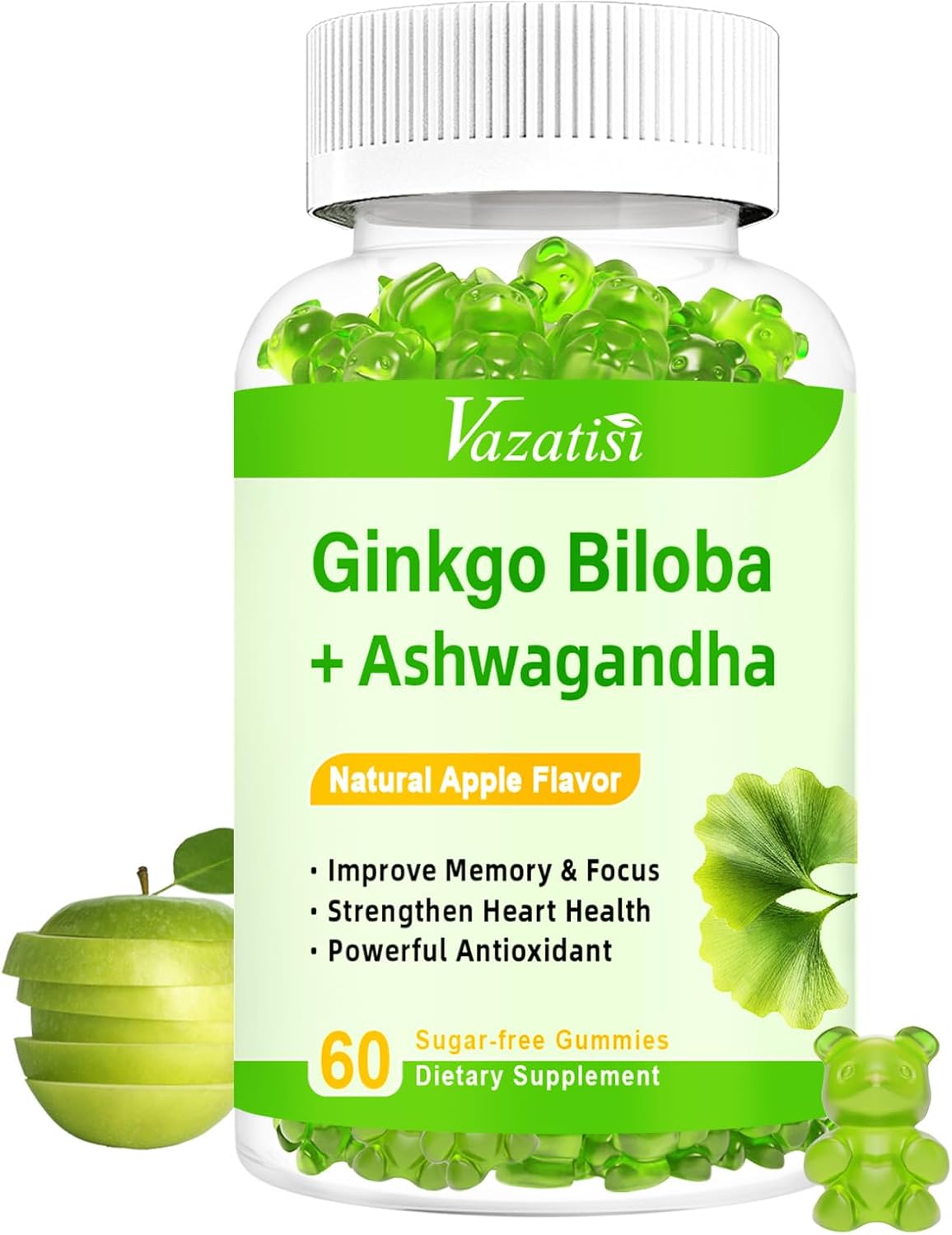 Ginkgo Biloba Gummies with Ashwagandha Panax Ginseng Maca