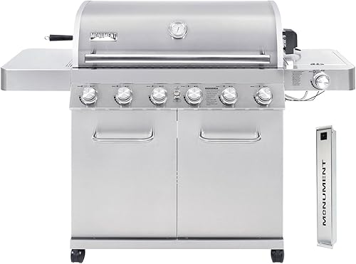 Monument Grills 77352 Parrilla de gas propano estilo gabinete de acero inoxidable de 6 quemadores con caja de humo (2 artículos)