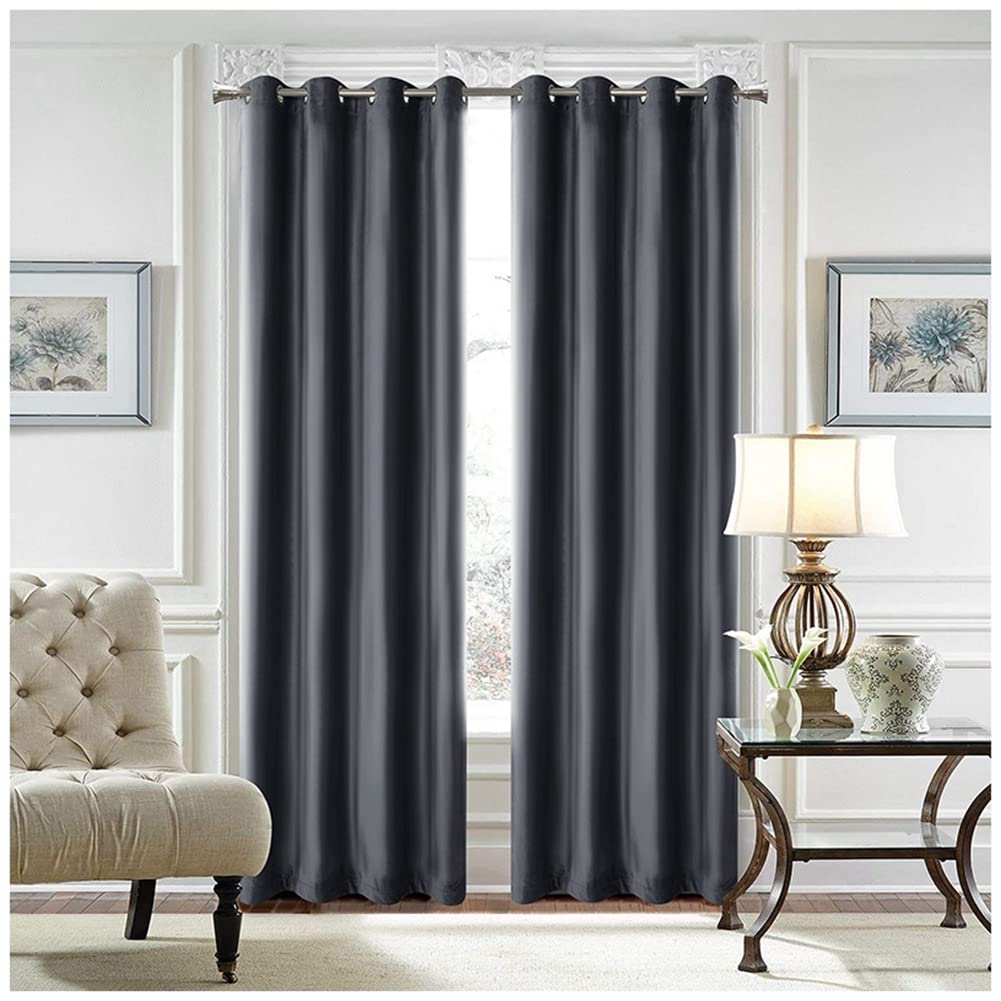 GUOCU Crushed Velvet Eyelet Top Curtains Super Soft Lined Blackout Curtains Bedroom, Living Room Home Decorative Window Treatment Thermal Insulated Blackout Curtains Grey 42X84|106X213cm(1 Panel)