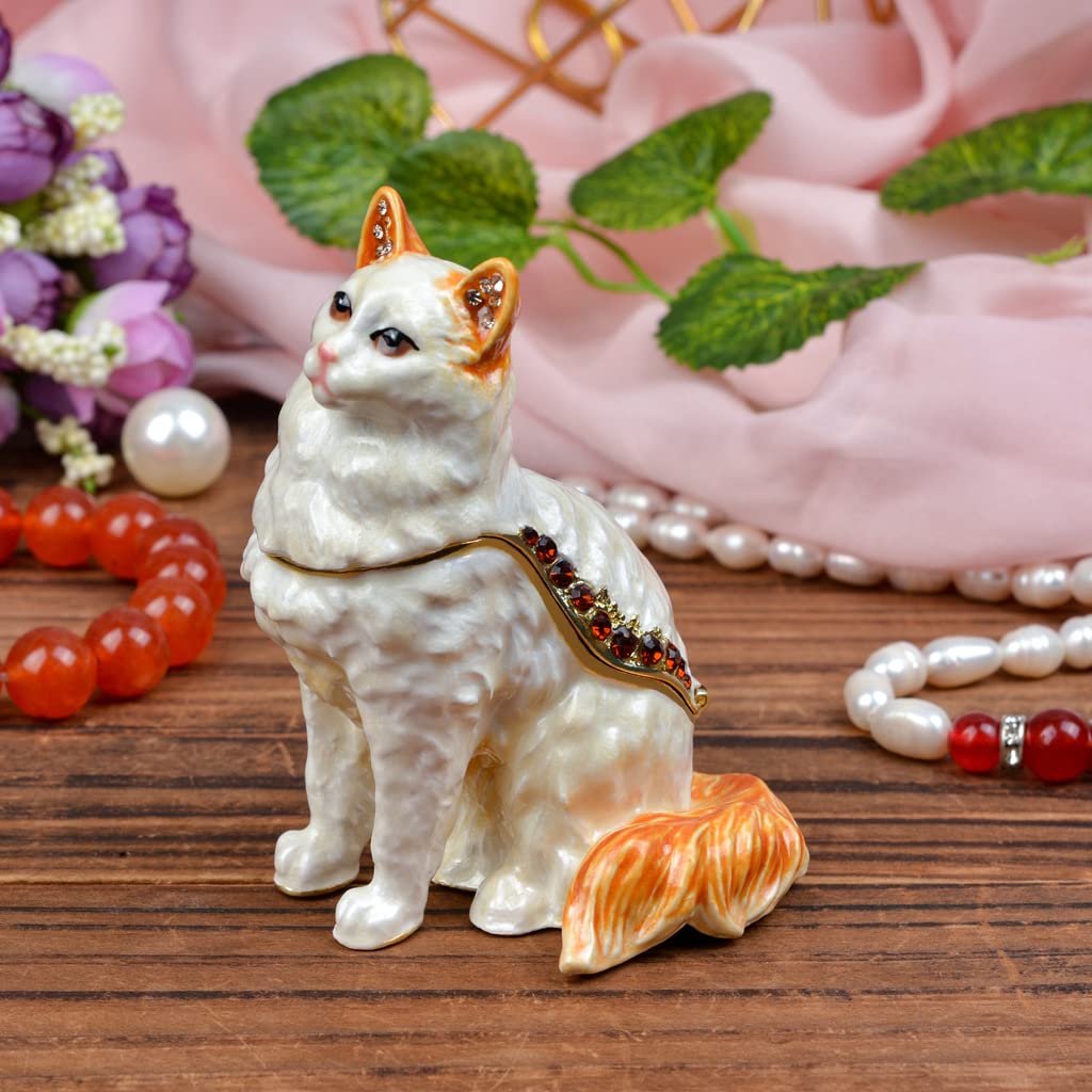 Amazon.co.jp: 白猫小物ボックス、3.6インチ ラガマフィン猫の置物