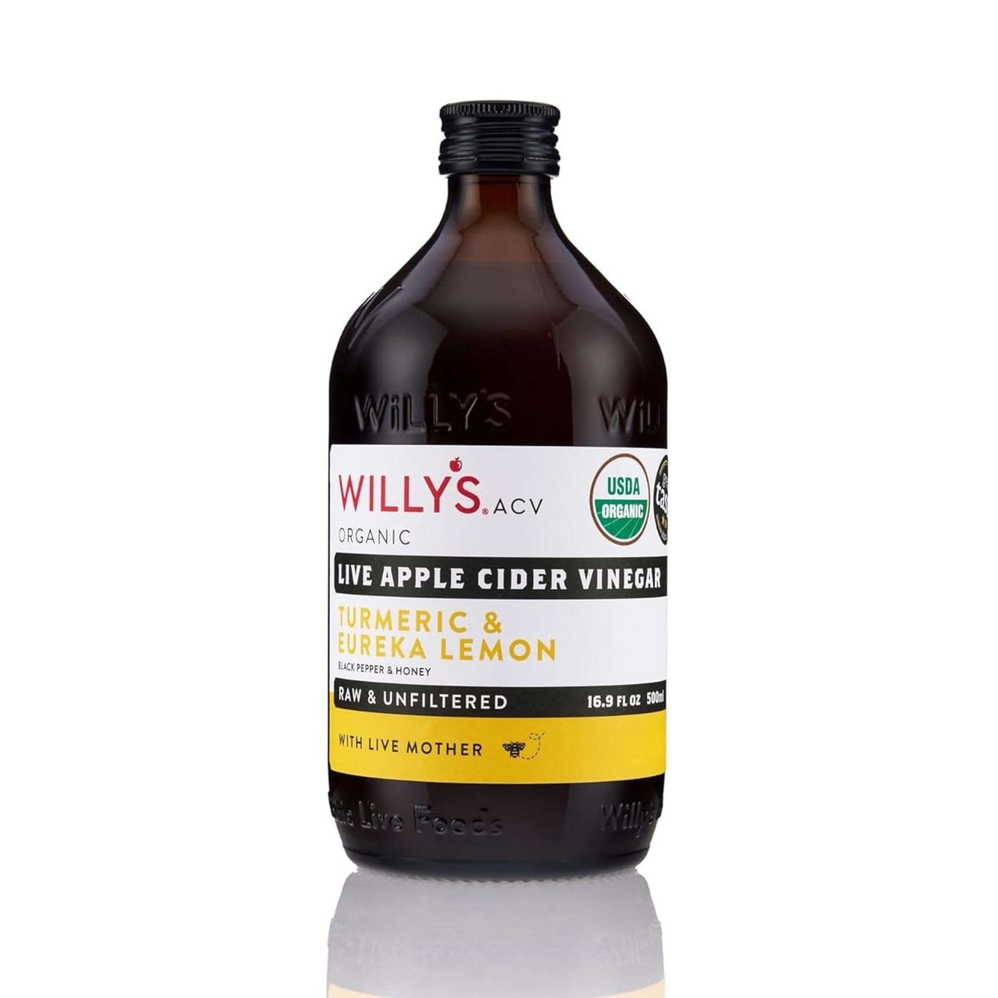 ACV Organic Probiotic Apple Cider Vinegar with Mother for Gut Health - with Turmeric & Eureka Lemon 16.9 fl oz