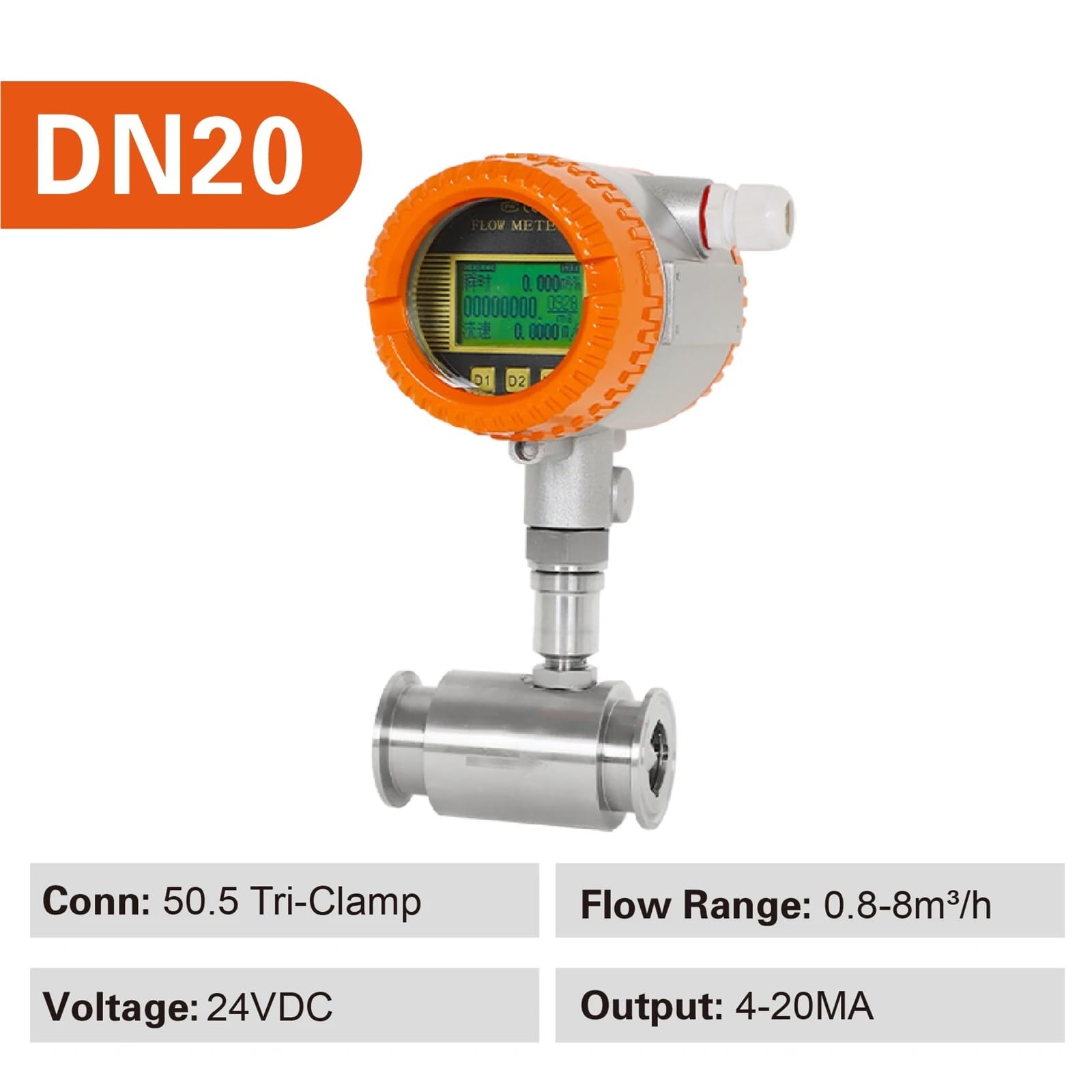 Caudalímetro Inteligente, caudalímetro Inteligente de turbina de líquido, Sensor electrónico de Flujo de Agua de Acero Inoxidable, medidor de Agua en tuberías(DN20)