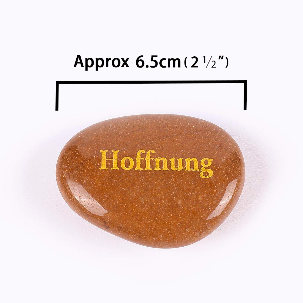 ROCKIMPACT 50 Stück Steine mit Spruch Glück Gravierte Steine Gravur Inspirierende Steine Glücksbringer Ermutigung Dankbarkeit Geschenk Glückssteine (Großhandel, 50 verschiedene Sprüche, je 5-8 cm)