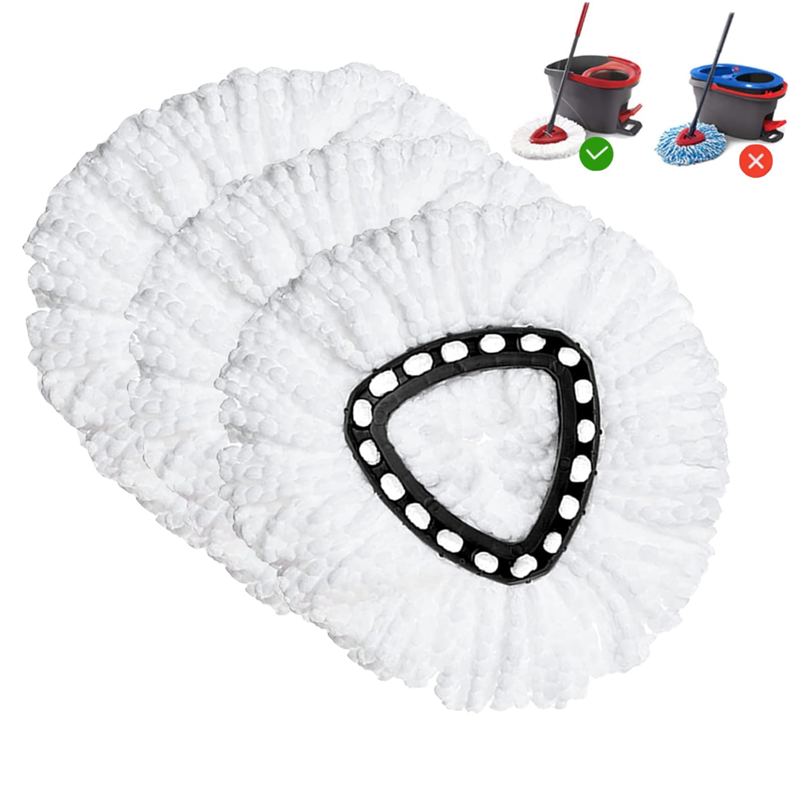 Spin Mop Replacement Head 3 Pack Mop Refill Compatible with Ocedar Triangle Swivel Mops Microfiber Swivel Mop Refill,Deep Clean,Machine Washable and Easy to Replace