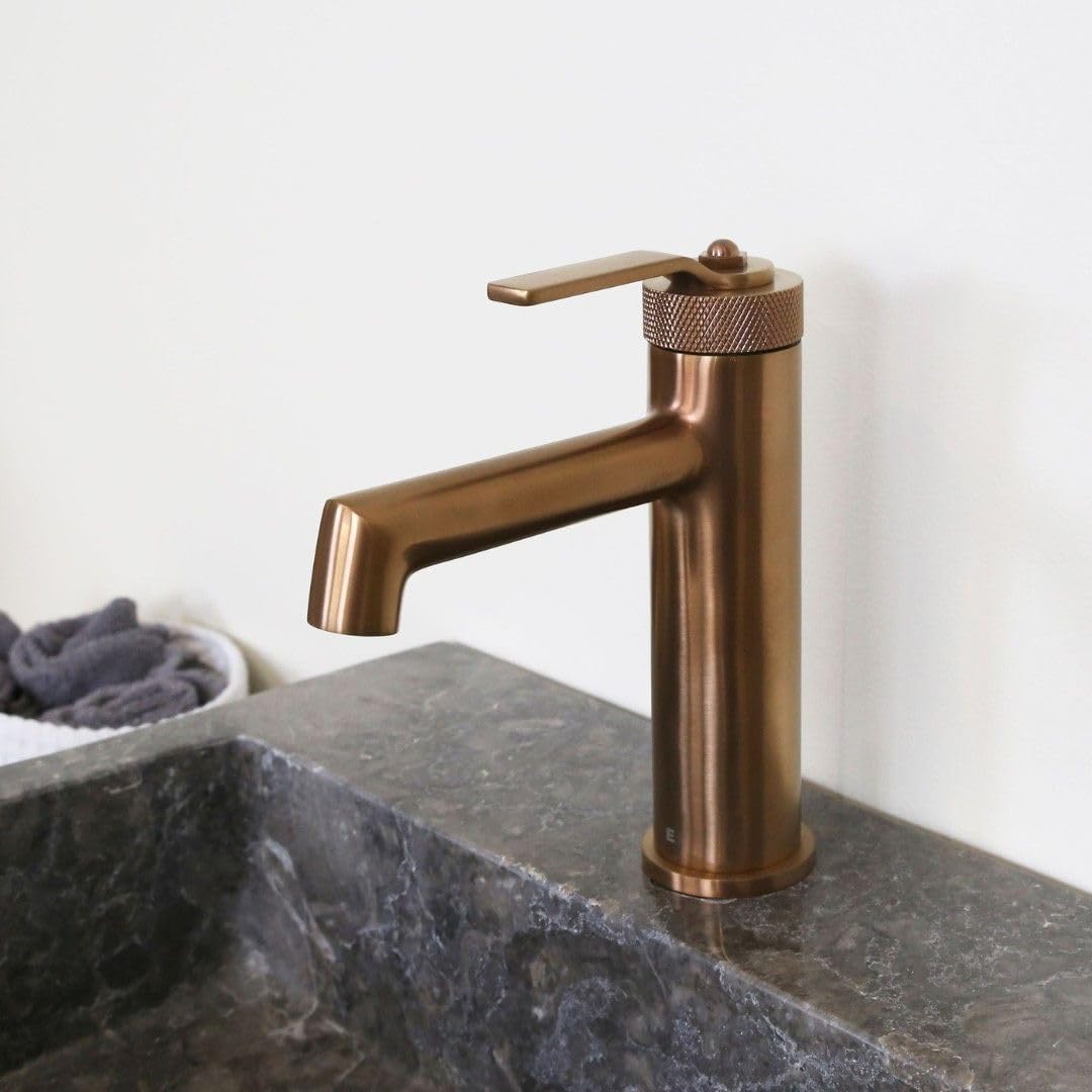 Essebagno Molette mitigeur lavabo bas cuivre brossé