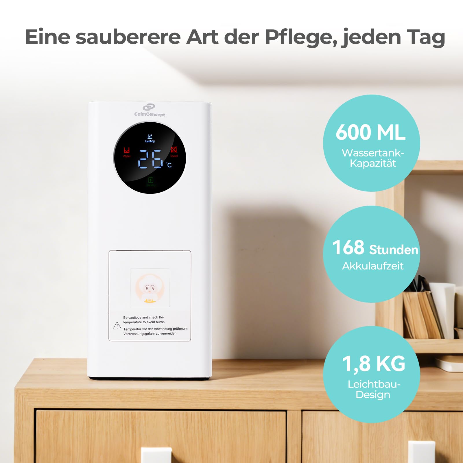 Warmtuchspender, Kabellos, Hygienische Einweghandtücher auf Knopfdruck, Einstellbare Temperatur (0-85°C) & Feuchtigkeit (10-90%), für Zuhause, Hotels, Salons, Reise (Warmtuchspender)