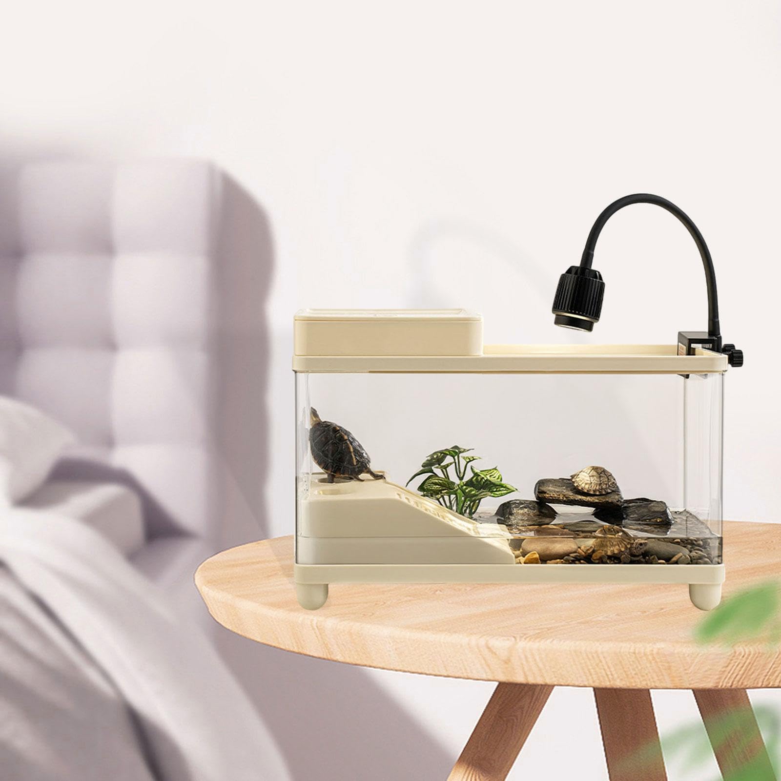 Fenteer Grande Vasca per Tartarughe, Vasca per La Riproduzione di Tartarughe, Acquario, Habitat per Tartarughe, per Piccole Tartarughe Rettili, 15,71 Pollici, Beige