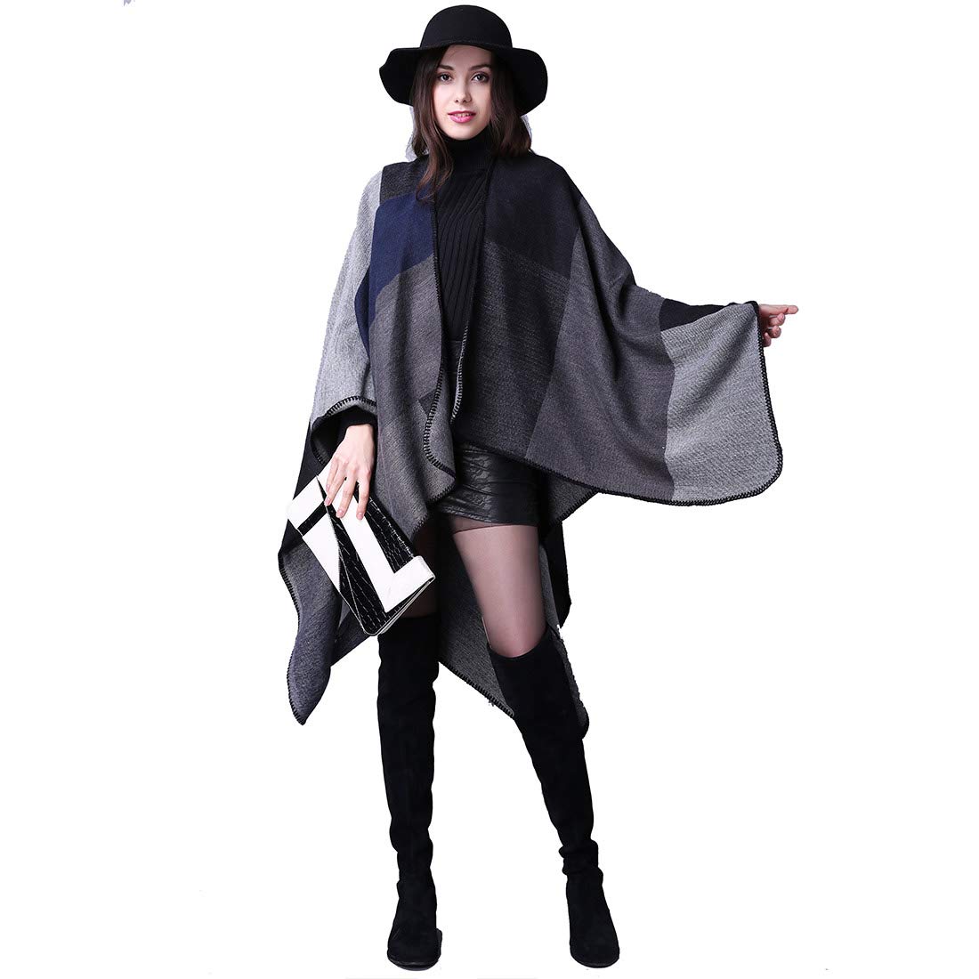 heekpek Poncho Donna Elegante per Inverno Reversibile Donna Sciarpa Oversize Poncho Fatti a Maglia Poncho Multifunzione Mantelle Scialle Vintage Scialle Coprispalle Elegant