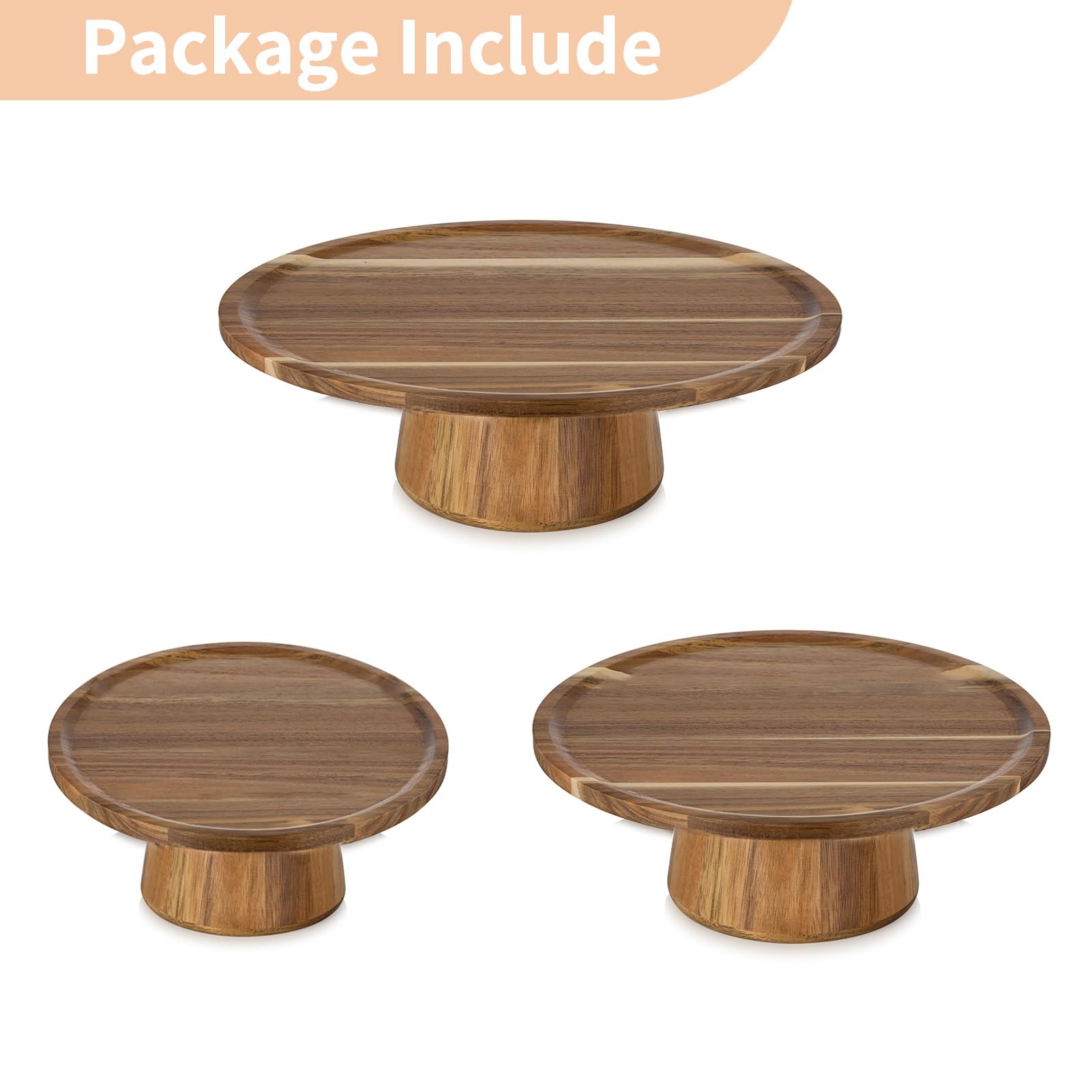 Nuptio Base Tartas Soporte Stand: Juego de 3 Madera Tarta Bandejas Expositor Cupcakes Redonda Porta Pasteles Bandeja Baby Shower Decorativas Frutero Tartera Peana Cake Portatartas Cale Boda
