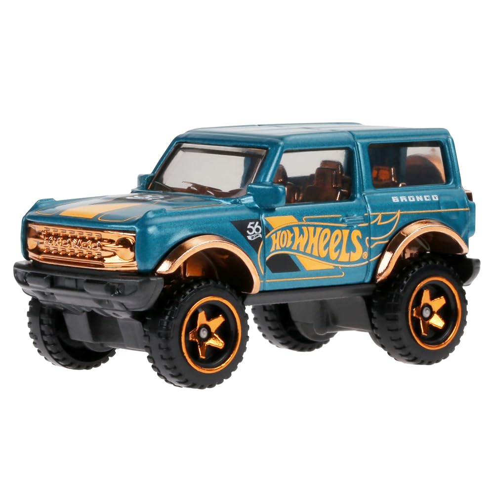 Hot WheelsCollectible Die-Cast Vehicle - '21 Ford Bronco Sport Utility Car - Teal and Gold - HDH54-3/6