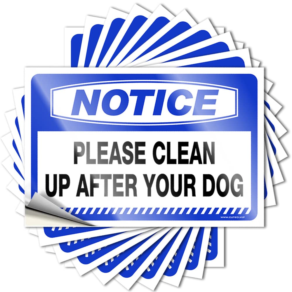 Sticker Porch Decorations Peel and Stick - Notice Please Clean Up After Your Dog Wall Fall Waterproof Vinyl for Paw(8X12CM)